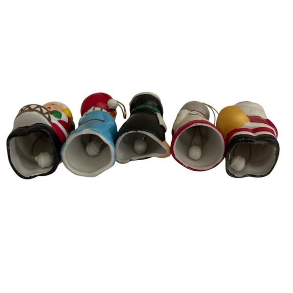 5 Vtg Hand-Painted Ceramic Christmas Bell Ornaments Santa Mrs Claus Drummer - Picture 7 of 7